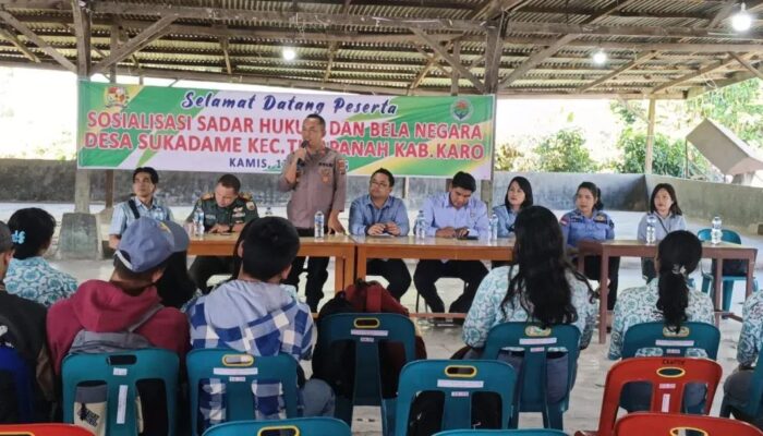 Polsek Tigapanah Gelar Sosialisasi Sadar Hukum dan Bela Negara di Desa Sukadame