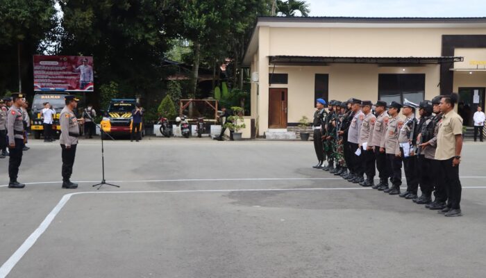 Polres Nabire Gelar Apel Kesiapan Pengamanan Kedatangan Sejumlah Menteri