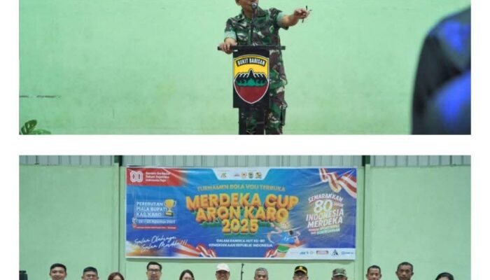 Bupati Karo Buka Turnamen Bola Volly Merdeka Cup 2025 di Lapangan Kodim 0205/TK Raya
