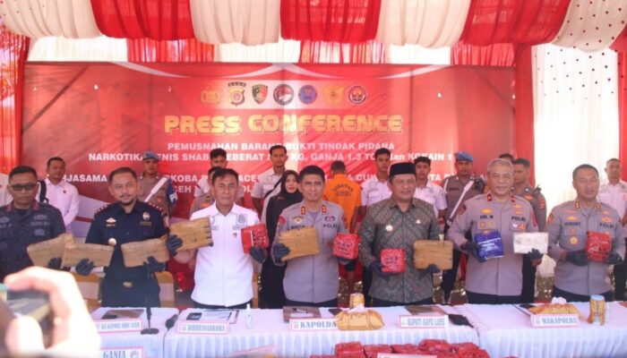 Polda Aceh Berhasil Gagalkan Peredaran 80,5 Kg Sabu, 1,3 Ton Ganja, dan 1 Kg Kokain